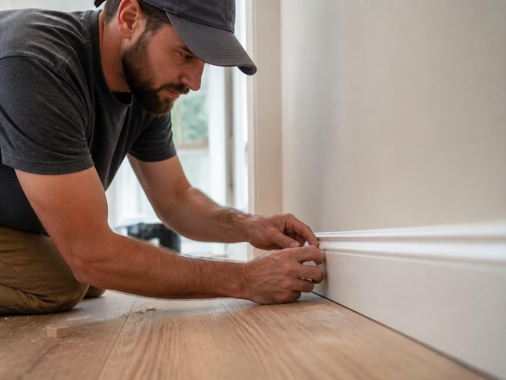 Craftsman fitting trim moulding in a home interior